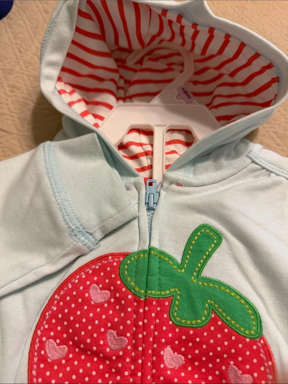 Baby/Toddler Light Blue Hoodie & Pant Set with Pink Strawberry